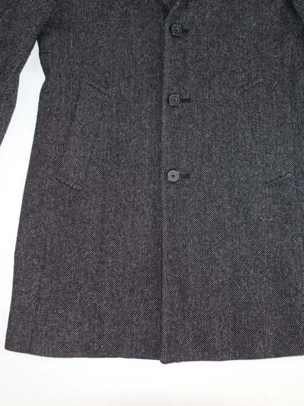 Banana Republic Men's Overcoat Small Black White Donegal Wool 3 Button Coat S